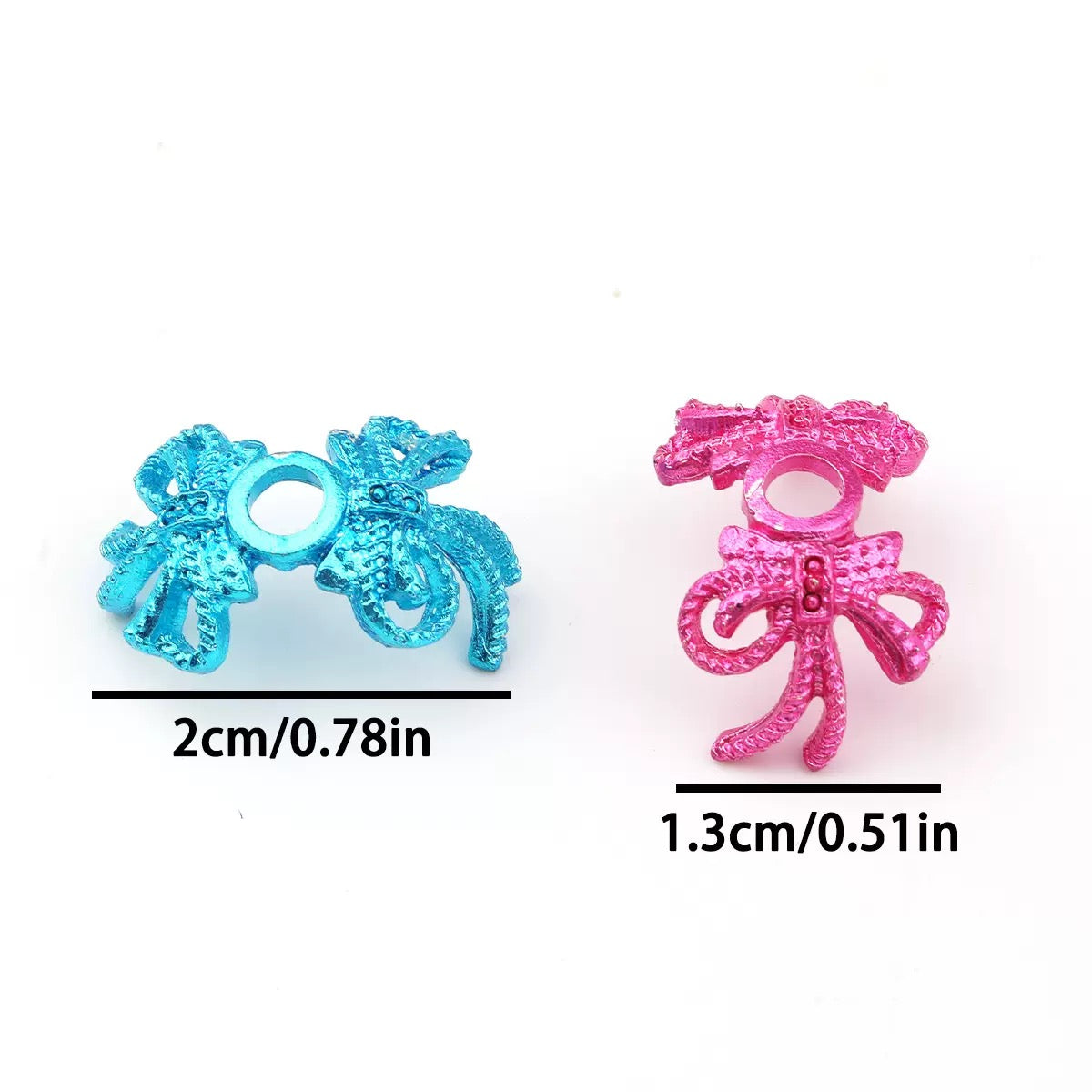 16mm Bowknot Alloy Bead Colorful Caps