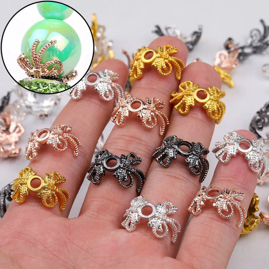 Bowknot Alloy Bead Caps, 16mm