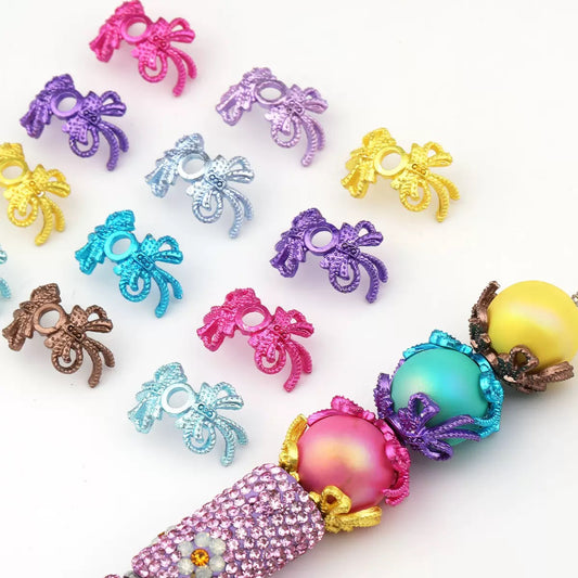 16mm Bowknot Alloy Bead Colorful Caps