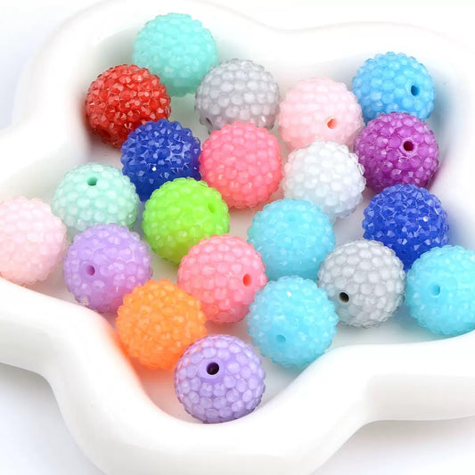20mm Rhinestone Resin Round Beads