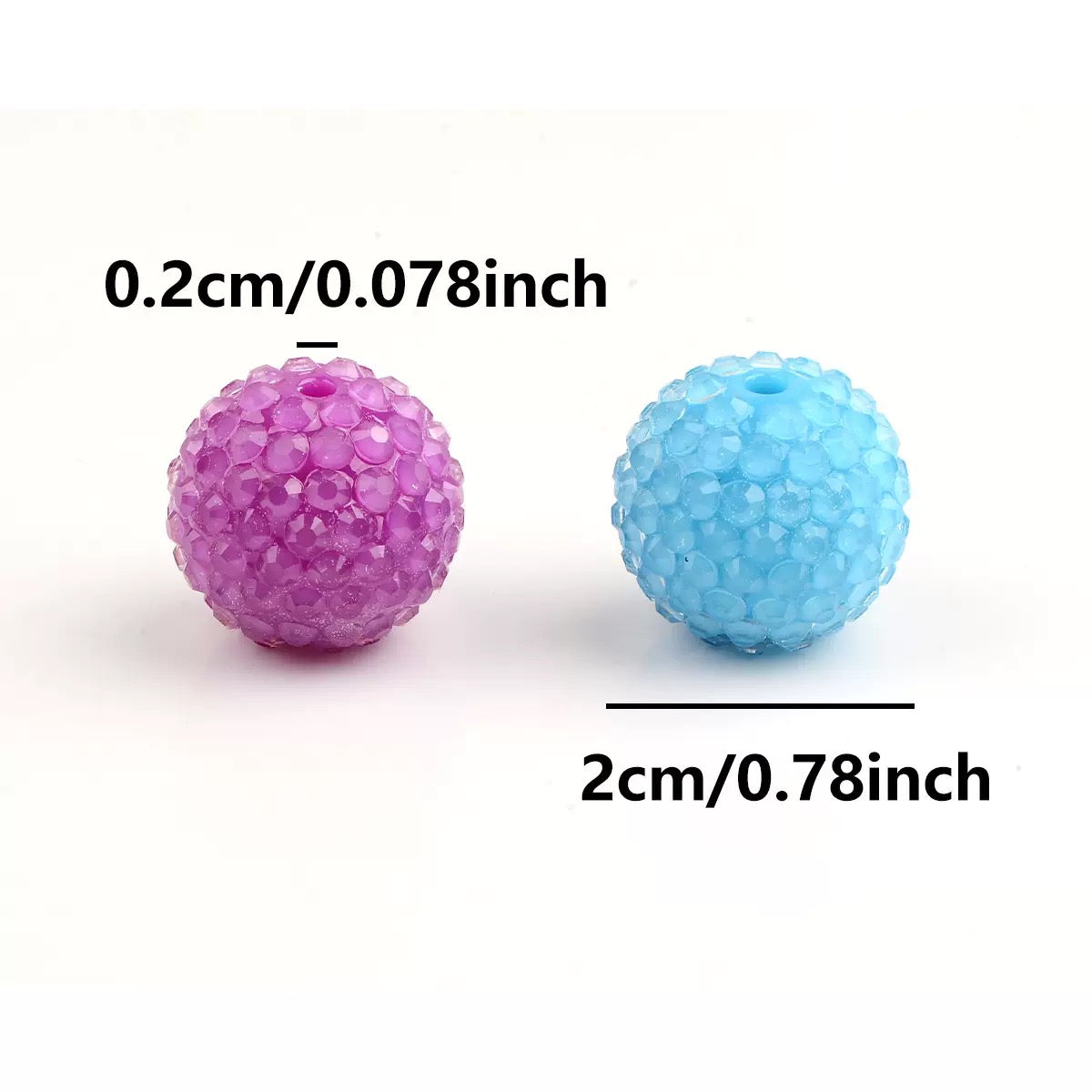 20mm Rhinestone Resin Round Beads